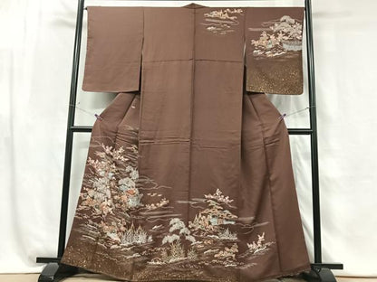 平和屋着物■訪問着　風景花鳥文　金彩　正絹　逸品　未使用　CABG6485xe