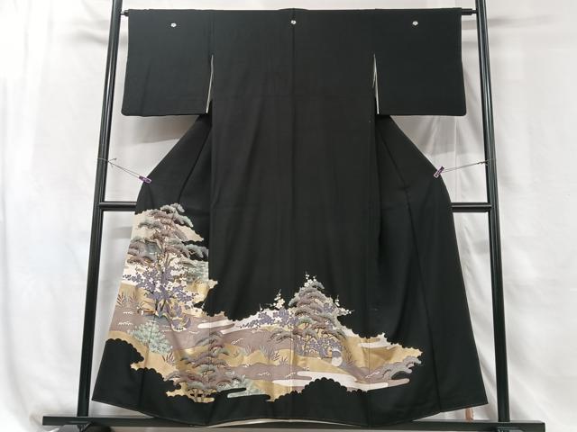 平和屋着物■豪華黒留袖　駒刺繍　鴛鴦風景文　正絹　逸品　CABG6490xe