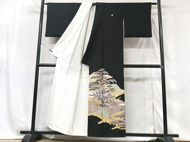 平和屋着物■豪華黒留袖　駒刺繍　鴛鴦風景文　正絹　逸品　CABG6490xe