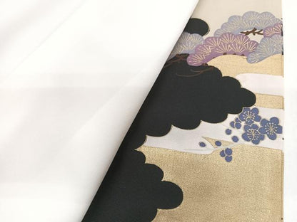 平和屋着物■豪華黒留袖　駒刺繍　鴛鴦風景文　正絹　逸品　CABG6490xe