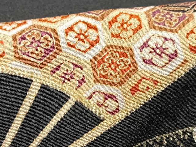 平和屋着物■豪華黒留袖　駒刺繍　扇面吉祥文　正絹　逸品　CABG6497xe