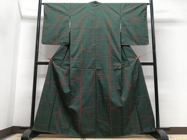 平和屋着物□上質な紬 幾何学文様 正絹 逸品 CABG6499xe