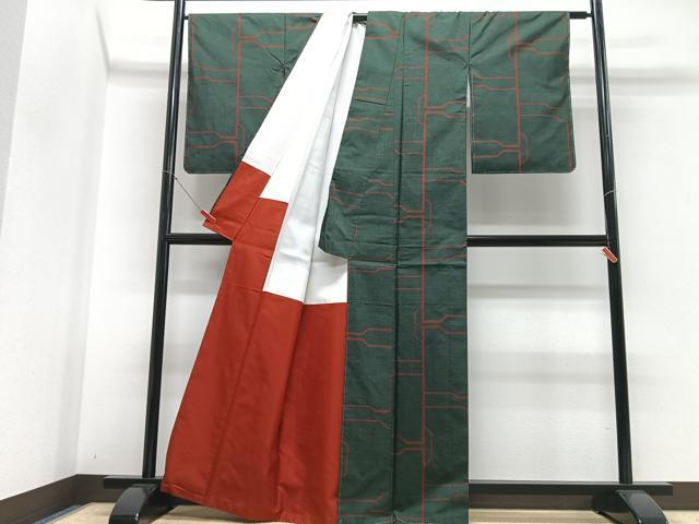 平和屋着物□上質な紬 幾何学文様 正絹 逸品 CABG6499xe