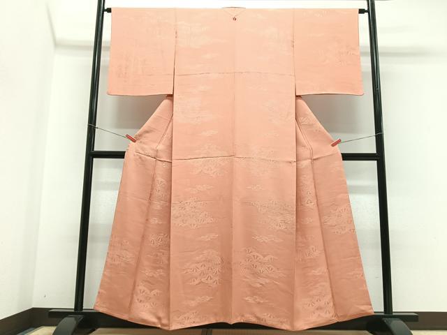 平和屋着物■上質な色無地　片輪車花地紋　黄丹色　正絹　逸品　CABG6501xe