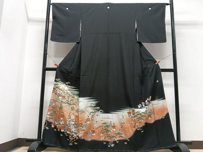 平和屋着物■豪華黒留袖　作家物　人物風景文　暈し染め　金彩　正絹　逸品　未使用　CABG6502xe