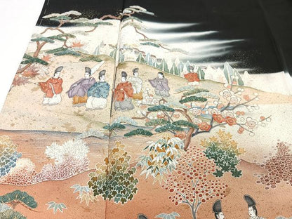平和屋着物■豪華黒留袖　作家物　人物風景文　暈し染め　金彩　正絹　逸品　未使用　CABG6502xe