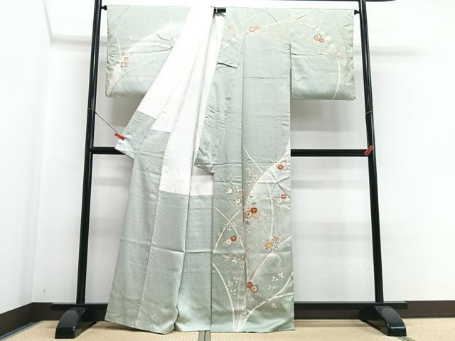 平和屋着物■訪問着　駒刺繍　枝花文　金彩　正絹　逸品　CABG6504xe