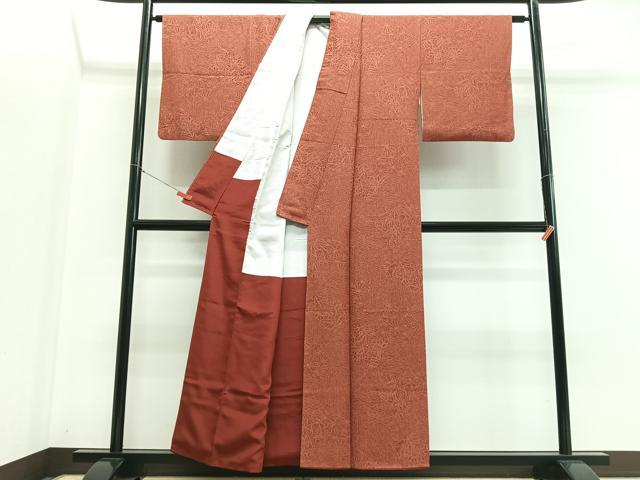 平和屋着物■上質な小紋　型染め　葉尽くし　鬼しぼ縮緬　正絹　逸品　CABG6528xe