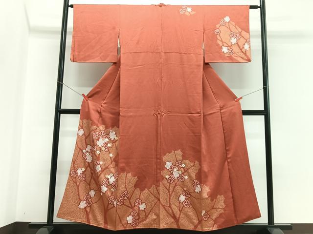 平和屋着物■訪問着　刺繍　絞り　枝梅文　金彩　正絹　逸品　CABG6531xe