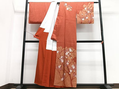 平和屋着物■訪問着　刺繍　絞り　枝梅文　金彩　正絹　逸品　CABG6531xe