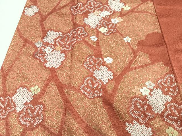 平和屋着物■訪問着　刺繍　絞り　枝梅文　金彩　正絹　逸品　CABG6531xe