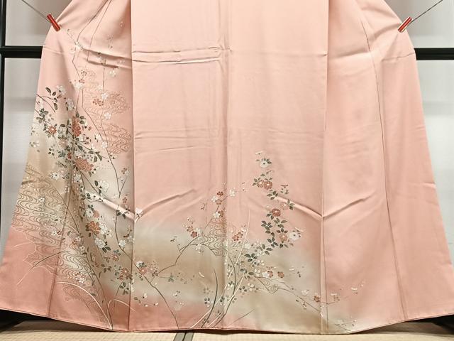 平和屋着物■訪問着　流水枝花文　暈し染め　正絹　逸品　CABG6533xe