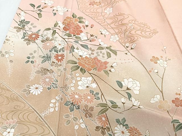 平和屋着物■訪問着　流水枝花文　暈し染め　正絹　逸品　CABG6533xe