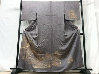 平和屋着物■訪問着　渡り橋風景文　たたき染め　金彩　正絹　逸品　CABG6536xe
