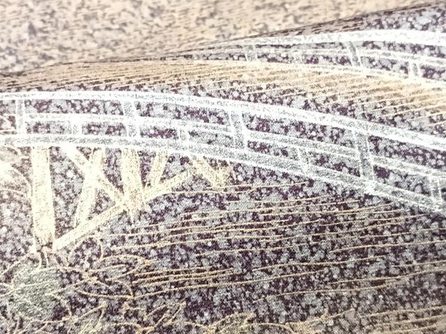 平和屋着物■訪問着　渡り橋風景文　たたき染め　金彩　正絹　逸品　CABG6536xe