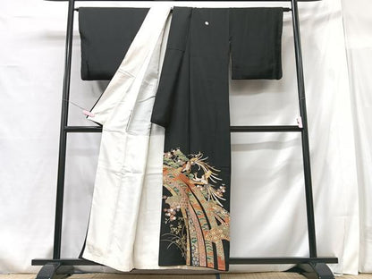平和屋着物■豪華黒留袖　鳳凰短冊花文　金彩　正絹　逸品　CABG6539xe