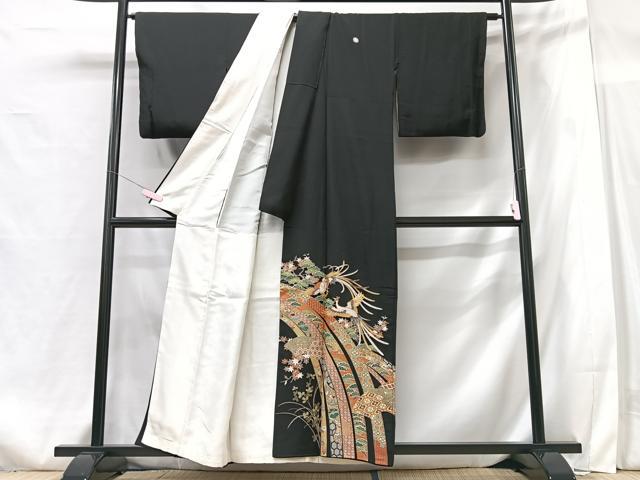 平和屋着物■豪華黒留袖　鳳凰短冊花文　金彩　正絹　逸品　CABG6539xe