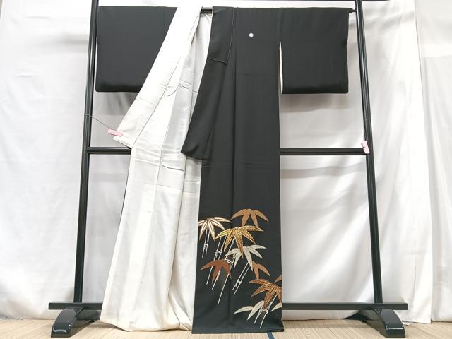 平和屋着物■豪華黒留袖　駒刺繍　笹竹文　金彩　正絹　逸品　CABG6540xe