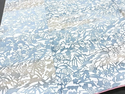 平和屋着物■上質な紬　型染め　草花文　正絹　逸品　CABG6544xe
