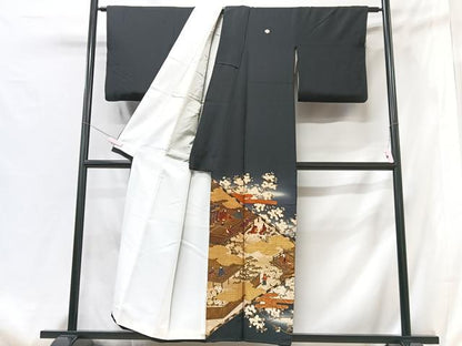 平和屋着物■豪華黒留袖　作家物　人物風景文　暈し染め　金彩　正絹　逸品　CABG6549xe