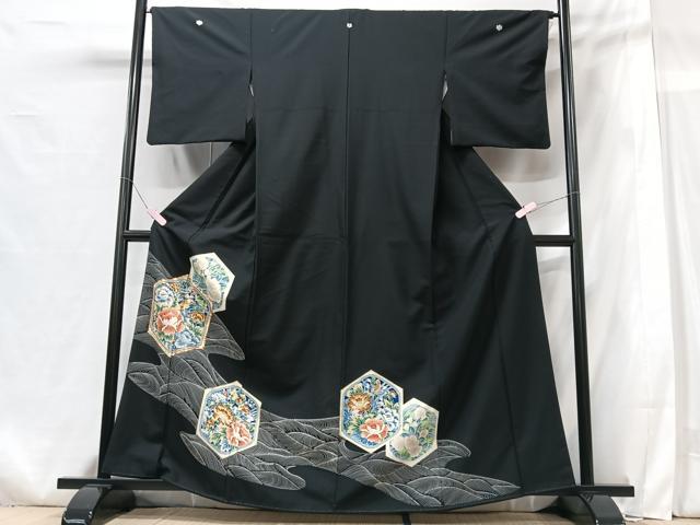 平和屋着物■豪華黒留袖　花鳥文　金彩　正絹　逸品　CABG6550xe
