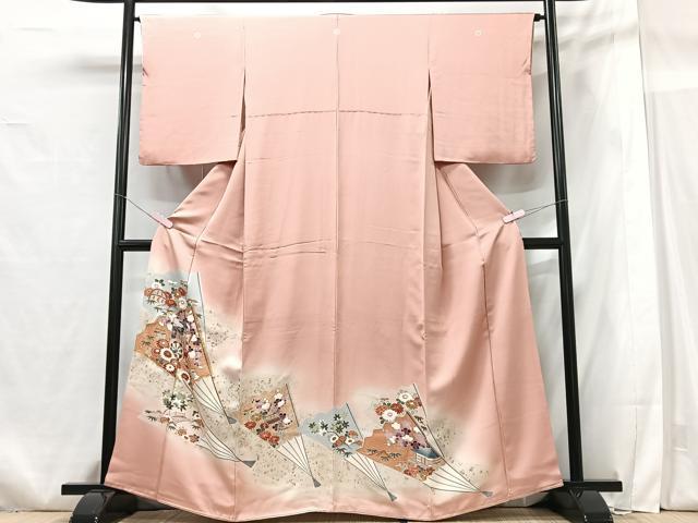 平和屋着物■豪華色留袖　駒刺繍　扇面御所車花文　暈し染め　金彩　正絹　逸品　CABG6551xe
