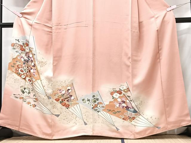 平和屋着物■豪華色留袖　駒刺繍　扇面御所車花文　暈し染め　金彩　正絹　逸品　CABG6551xe