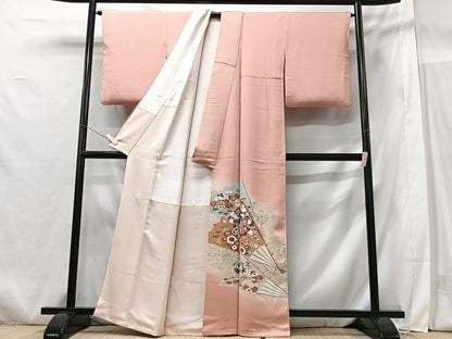平和屋着物■豪華色留袖　駒刺繍　扇面御所車花文　暈し染め　金彩　正絹　逸品　CABG6551xe