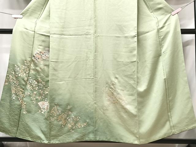 平和屋着物■訪問着　扇面草花文　暈し染め　金彩　正絹　逸品　CABG6554xe