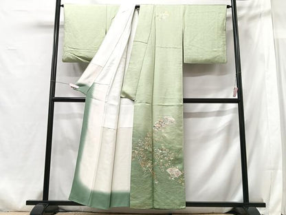 平和屋着物■訪問着　扇面草花文　暈し染め　金彩　正絹　逸品　CABG6554xe