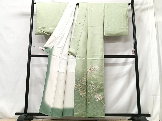 平和屋着物■訪問着　扇面草花文　暈し染め　金彩　正絹　逸品　CABG6554xe