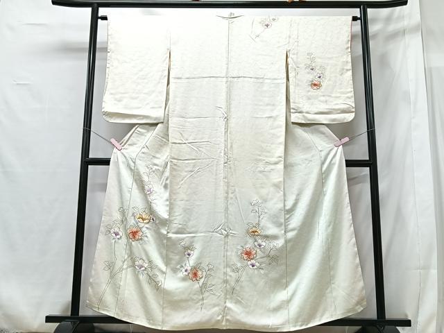 平和屋着物■訪問着　駒刺繍　草花文　金彩　正絹　逸品　CABG6560xe