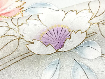 平和屋着物■訪問着　駒刺繍　草花文　金彩　正絹　逸品　CABG6560xe