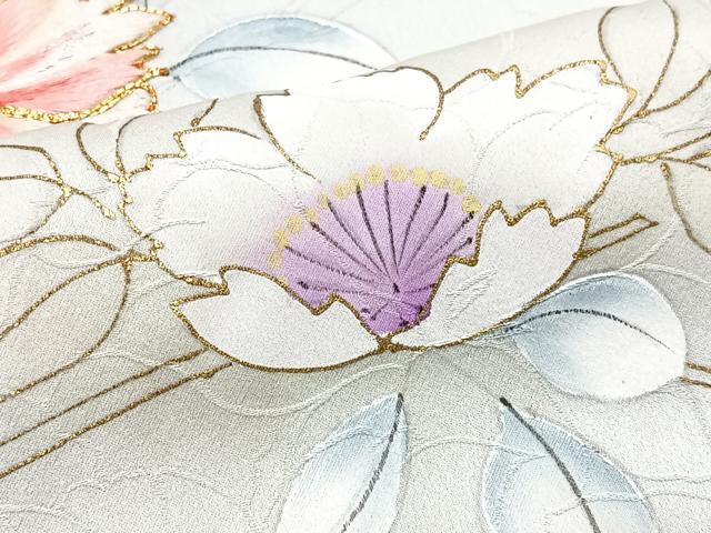 平和屋着物■訪問着　駒刺繍　草花文　金彩　正絹　逸品　CABG6560xe