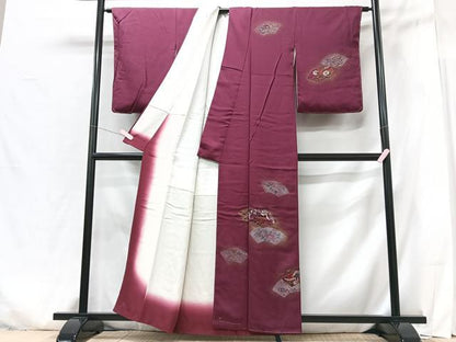 平和屋着物■訪問着　手描き　地紙花鳥文　暈し染め　金彩　正絹　逸品　CABG6562xe