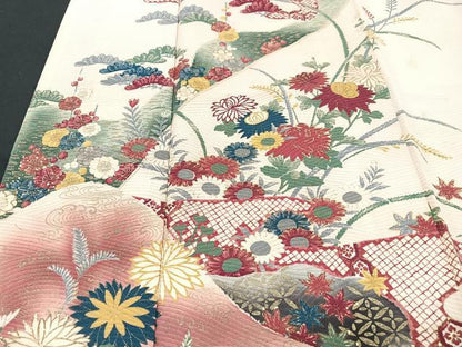 平和屋着物■訪問着　草花文　正絹　逸品　CABG6564xe