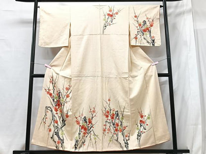 平和屋着物■訪問着　手描き　枝梅文　正絹　逸品　CABG6565xe