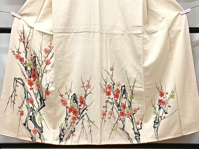 平和屋着物■訪問着　手描き　枝梅文　正絹　逸品　CABG6565xe