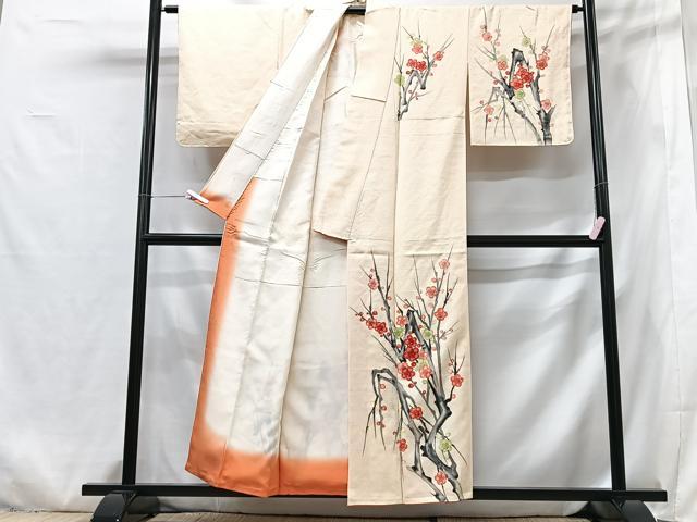 平和屋着物■訪問着　手描き　枝梅文　正絹　逸品　CABG6565xe