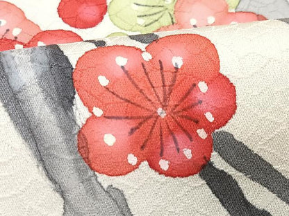 平和屋着物■訪問着　手描き　枝梅文　正絹　逸品　CABG6565xe