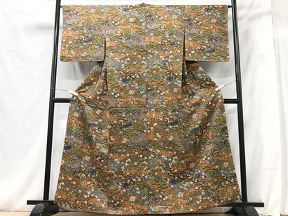 平和屋着物■上質な小紋　草花文　正絹　逸品　CABG6571xe
