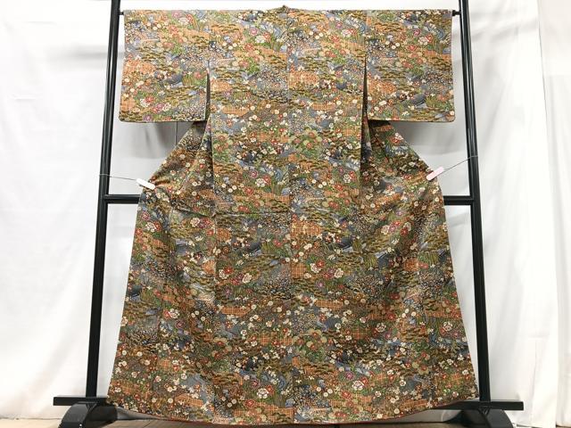平和屋着物■上質な小紋　草花文　正絹　逸品　CABG6571xe