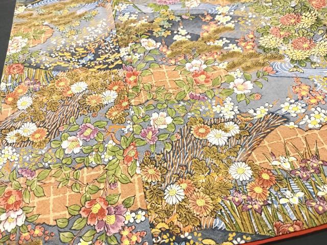 平和屋着物■上質な小紋　草花文　正絹　逸品　CABG6571xe