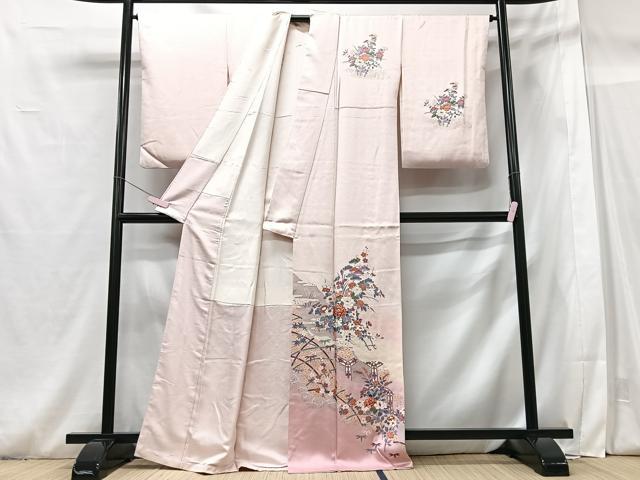 平和屋着物■訪問着　松竹梅　暈し染め　金彩　正絹　逸品　CABG6573xe