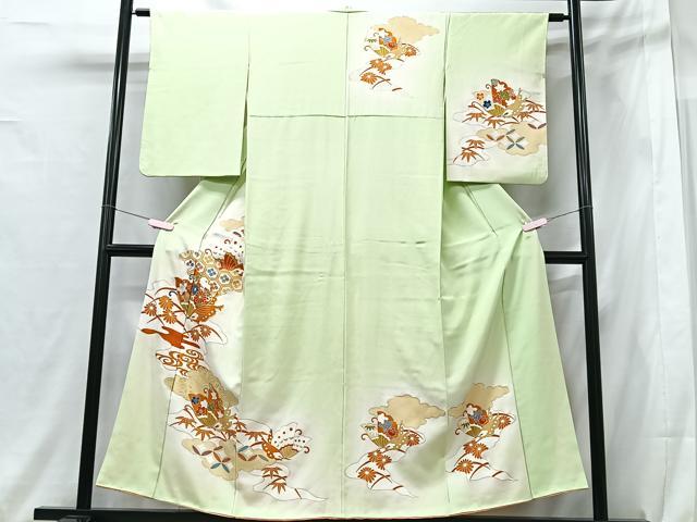 平和屋着物■訪問着　駒刺繍　舞蝶文　暈し染め　金彩　正絹　逸品　CABG6575xe