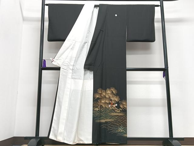 平和屋着物■豪華黒留袖　芝草松文　暈し染め　金彩　正絹　逸品　CABG6576xe