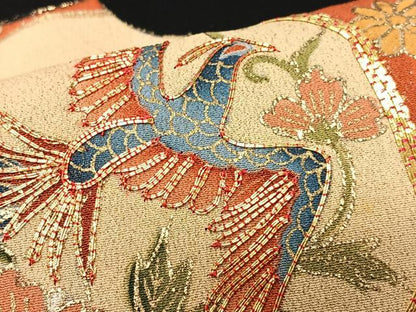 平和屋着物■豪華黒留袖　駒刺繍　花鳥文　正絹　逸品　CABG6579xe