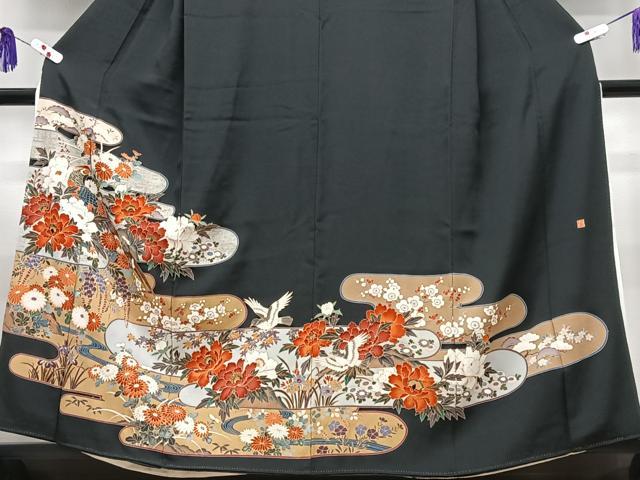 平和屋着物■豪華黒留袖 作家物 花鳥文 正絹 逸品 CABG6580xe