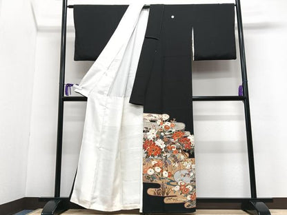 平和屋着物■豪華黒留袖 作家物 花鳥文 正絹 逸品 CABG6580xe