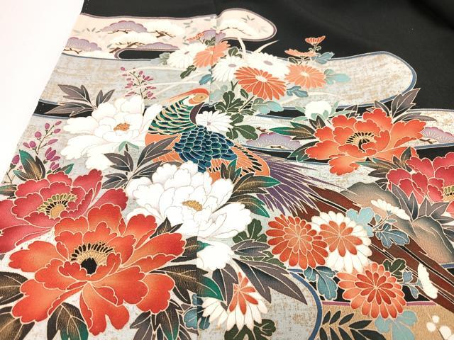 平和屋着物■豪華黒留袖 作家物 花鳥文 正絹 逸品 CABG6580xe
